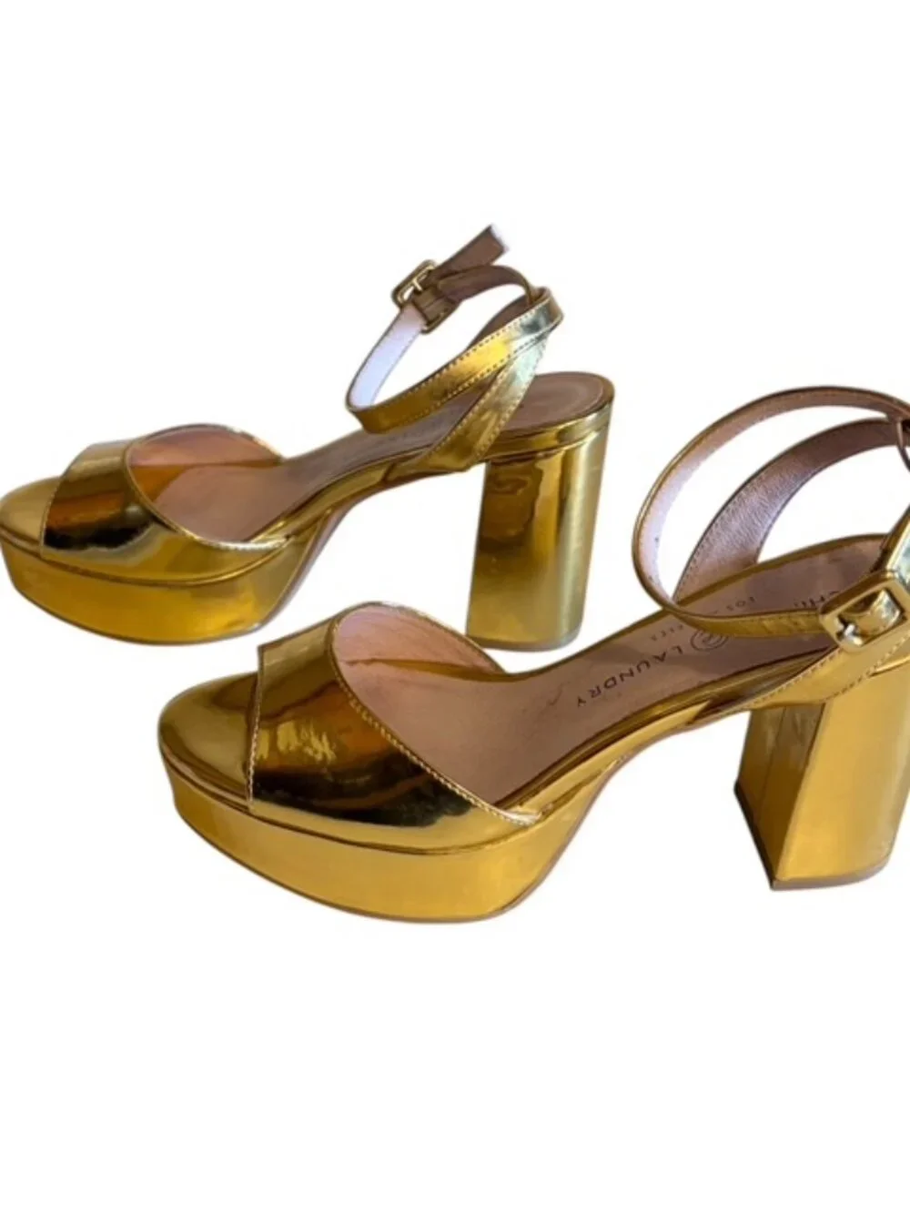 Chinese Laundry Gold Metallic Chunky Platform 7.5 Prom Homecoming Sandal
